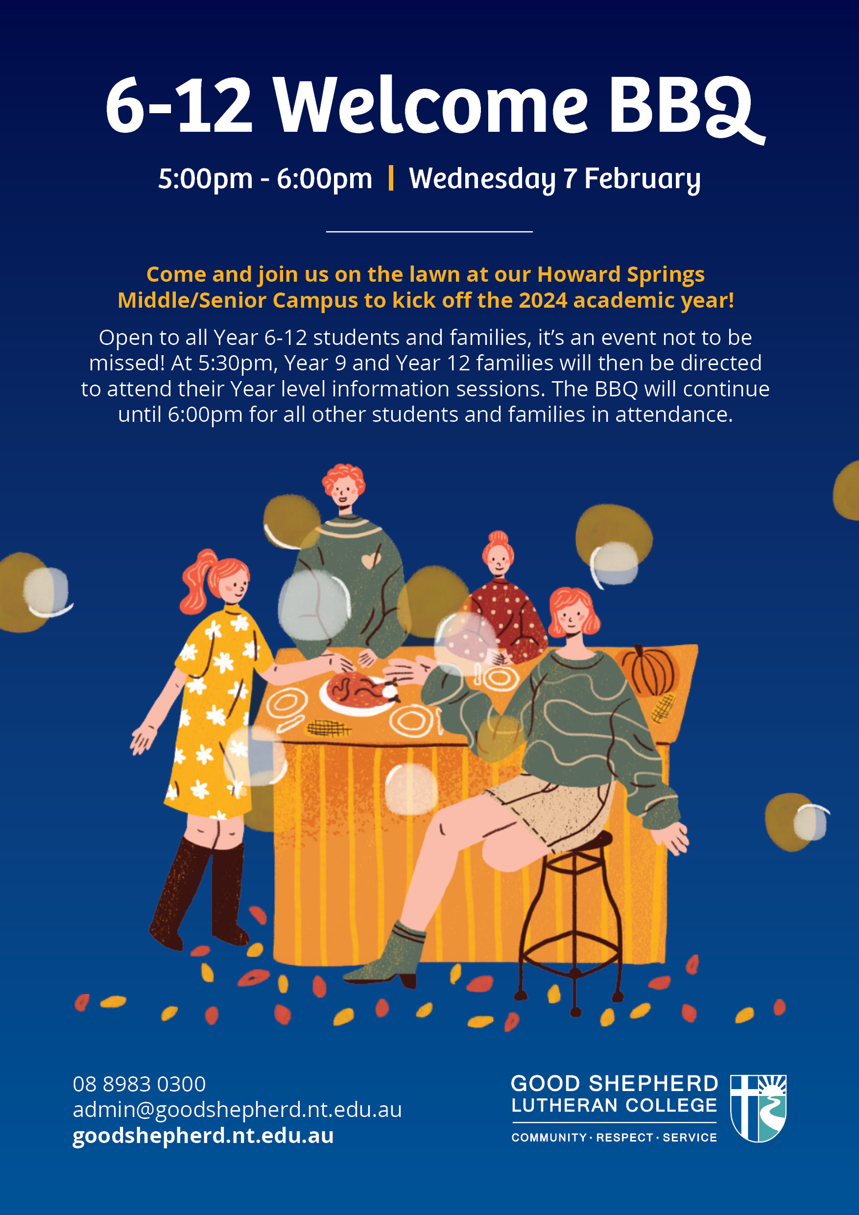 Years 6-12 'Welcome' BBQ poster